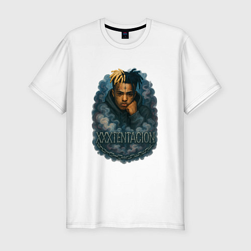 Мужская slim-футболка XXXTentacion внутри облаков / Белый – фото 1