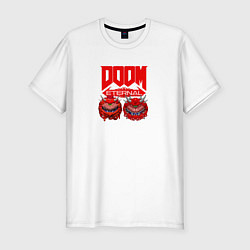 Футболка slim-fit Doom кака демон, цвет: белый