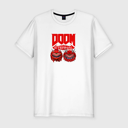 Мужская slim-футболка Doom кака демон / Белый – фото 1