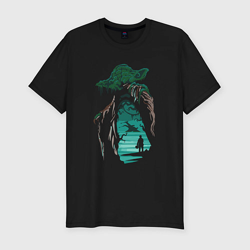 Мужская slim-футболка Путешествие мандалорца / Черный – фото 1