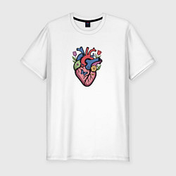 Футболка slim-fit Цветущее сердце, цвет: белый