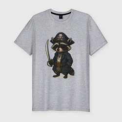 Футболка slim-fit Енот пират, цвет: меланж