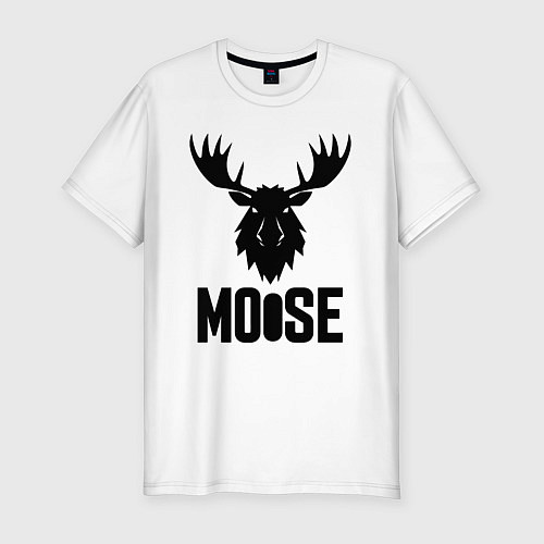 Мужская slim-футболка Мощная голова лося / Белый – фото 1