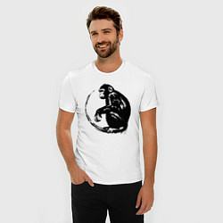 Футболка slim-fit Шимпанзе в круге, цвет: белый — фото 2