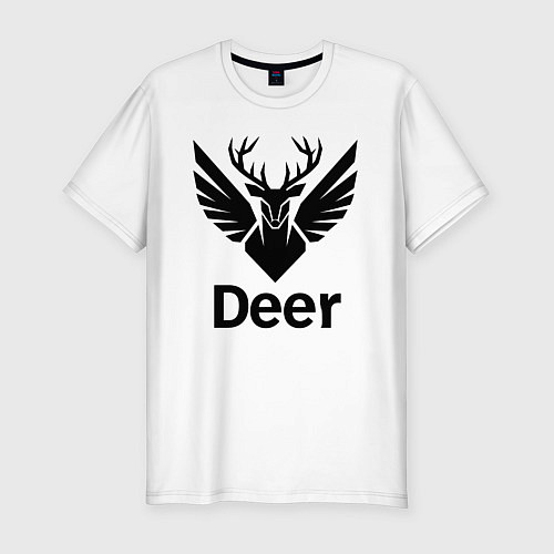 Мужская slim-футболка Крылатый олень / Белый – фото 1