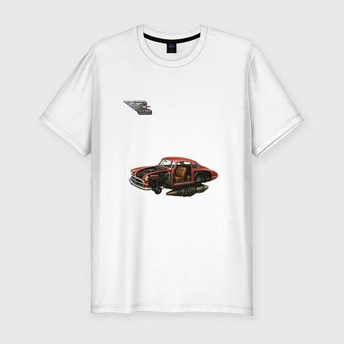 Мужская slim-футболка Летающая машина, ретрофутуризм / Белый – фото 1
