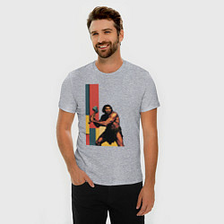 Футболка slim-fit Поп-арт неандерталец, цвет: меланж — фото 2
