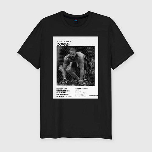 Мужская slim-футболка Джон Джонс постер / Черный – фото 1