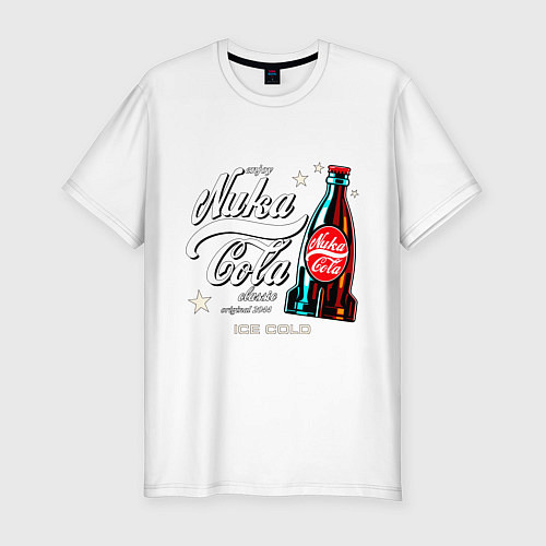 Мужская slim-футболка Nuka cola - Fallout / Белый – фото 1