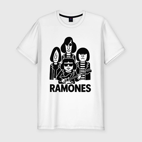 Мужская slim-футболка Ramones силуэты / Белый – фото 1