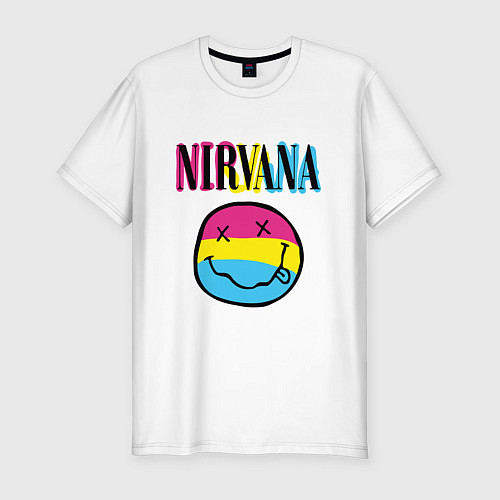 Мужская slim-футболка Нирвана цветной / Белый – фото 1