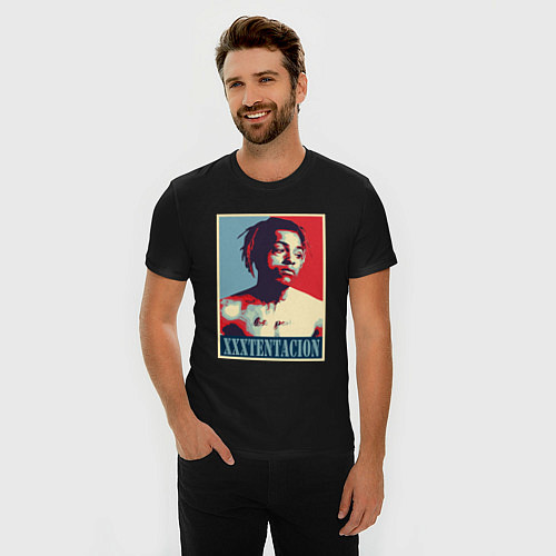 Мужская slim-футболка XXXtentacion rap / Черный – фото 3