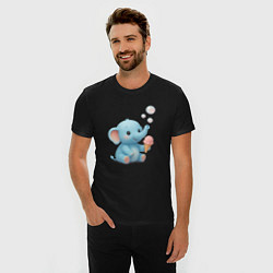 Футболка slim-fit Маленький слоненок с мороженым, цвет: черный — фото 2