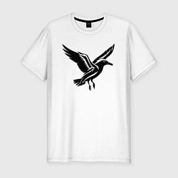 Мужская slim-футболка Летящая чайка
