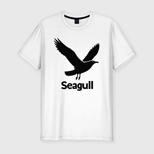 Мужская slim-футболка Черная чайка / Белый – фото 1