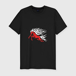 Мужская slim-футболка Галоп красного коня