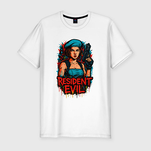 Мужская slim-футболка Resident Evil Джилл Валентайн / Белый – фото 1