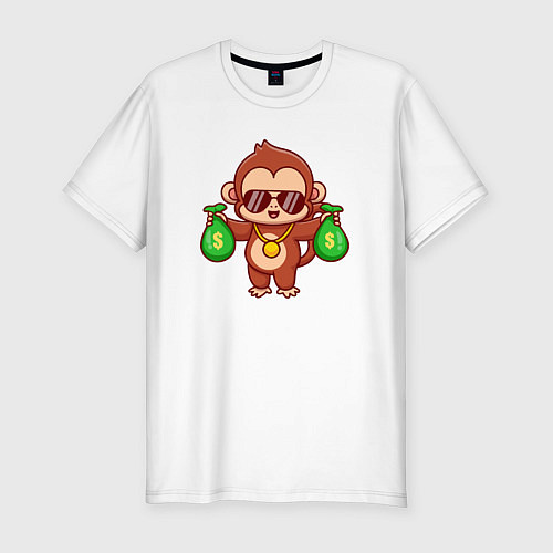 Мужская slim-футболка Денежная обезьянка / Белый – фото 1