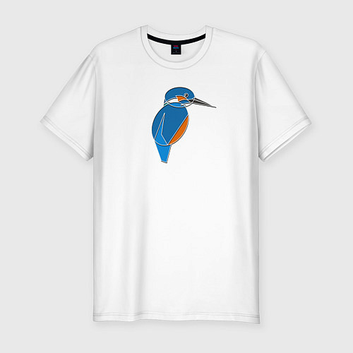 Мужская slim-футболка Птица зимородок в стиле мозаики / Белый – фото 1