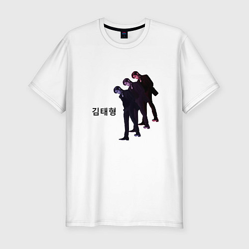 Мужская slim-футболка Тэхен BTS / Белый – фото 1