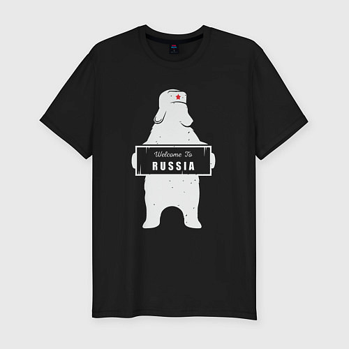 Мужская slim-футболка Welcome russian bear / Черный – фото 1