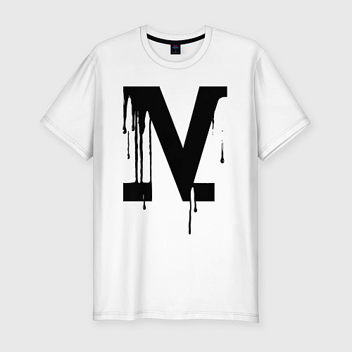 Мужская slim-футболка IV группа крови в подтеках / Белый – фото 1