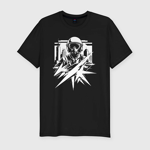 Мужская slim-футболка Авиатор в городе / Черный – фото 1