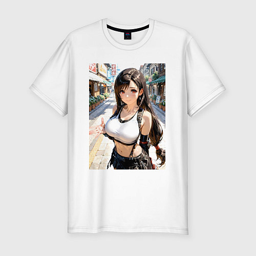 Мужская slim-футболка Тифа Локхарт портрет на улице / Белый – фото 1