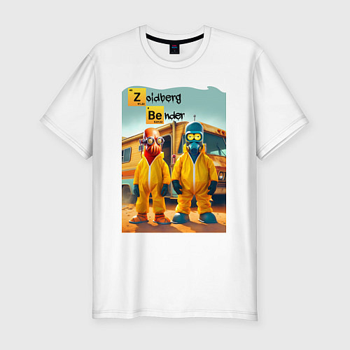 Мужская slim-футболка Доктор Зойдберг и Бендер пустились во все тяжкие / Белый – фото 1