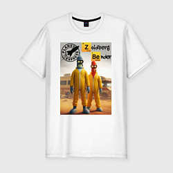 Футболка slim-fit Doctor Zoidberg and robot Bender - Breaking bad, цвет: белый