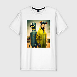 Футболка slim-fit Хайзенберг и Бендер пустились во все тяжкие мем, цвет: белый