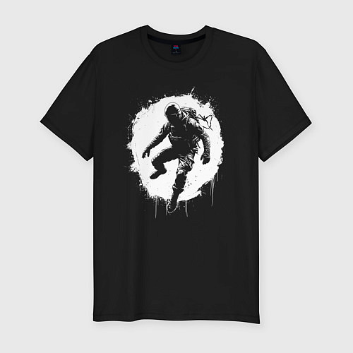 Мужская slim-футболка Спецназ в белом пятне / Черный – фото 1