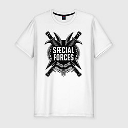 Футболка slim-fit Спецназ черный орнамент, цвет: белый