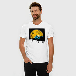 Футболка slim-fit Хэллоуин и пугающие тыквы, цвет: белый — фото 2