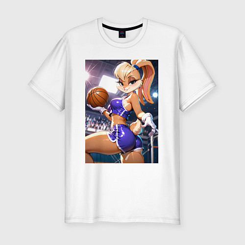 Мужская slim-футболка Передача Лолы Банни в баскетбол / Белый – фото 1