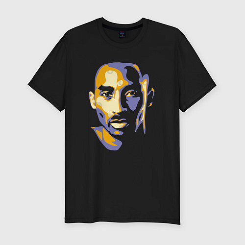 Мужская slim-футболка Kobe Bryant face / Черный – фото 1