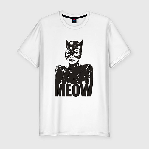 Мужская slim-футболка Cat woman / Белый – фото 1