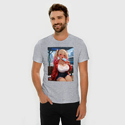 Футболка slim-fit Sexy гяру с мороженным - аниме, цвет: меланж — фото 2