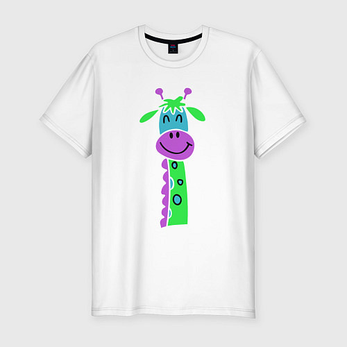 Мужская slim-футболка Разноцветный жираф / Белый – фото 1