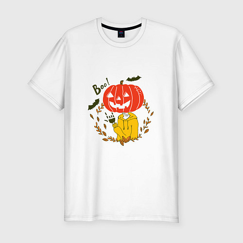Мужская slim-футболка Крутая тыква / Белый – фото 1