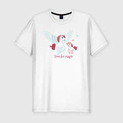 Футболка slim-fit Милые волшебные животные лошадь и Пегас, цвет: белый
