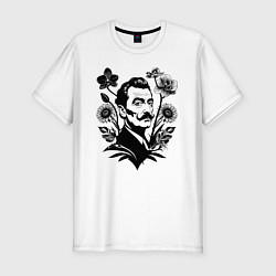 Футболка slim-fit Сальвадор Дали в цветочном обрамлении, цвет: белый