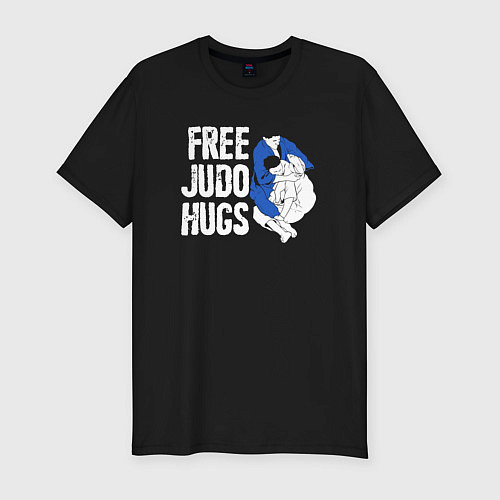 Мужская slim-футболка Бесплатные дзюдо обнимашки / Черный – фото 1