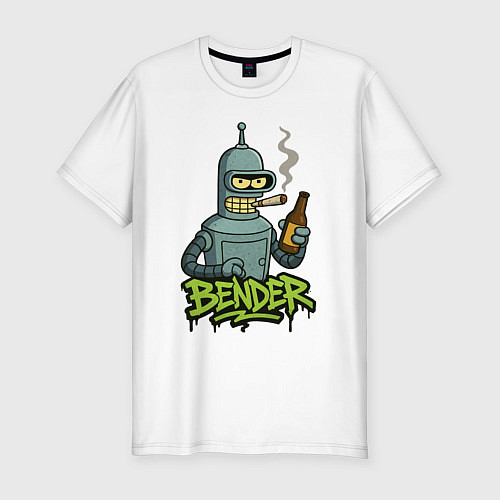 Мужская slim-футболка Bender with beer / Белый – фото 1