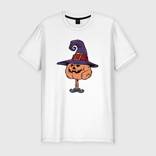 Мужская slim-футболка Ведьма тыква / Белый – фото 1