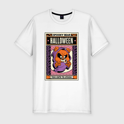 Мужская slim-футболка Halloween spooky bear / Белый – фото 1