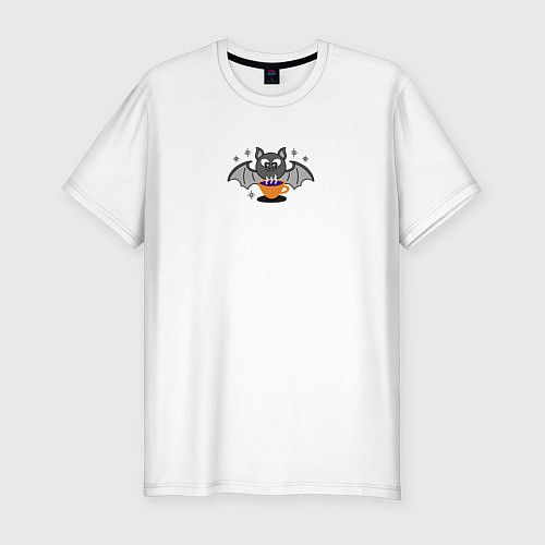 Мужская slim-футболка Зелье удачи с летучей мышью / Белый – фото 1