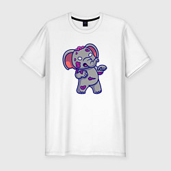 Футболка slim-fit Слоник зомби, цвет: белый