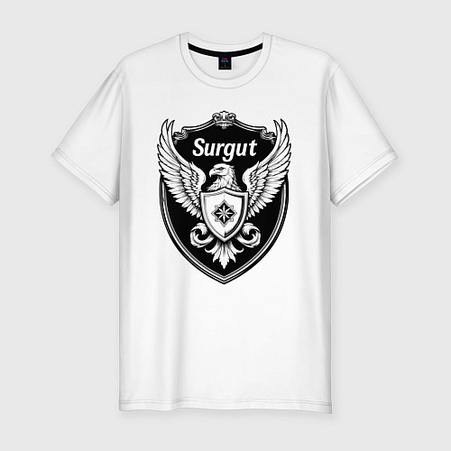 Мужская slim-футболка Щит Сургута / Белый – фото 1