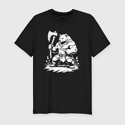 Футболка slim-fit Ярославский медведь-воин, цвет: черный